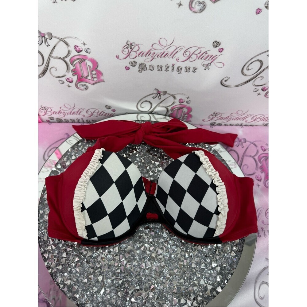 Disney bikini top queen of hearts Red Push-Up Bikini Top halter Alice queen